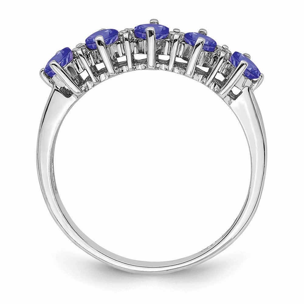 Sterling Silver Rhodium Tanzanite & Diam. Ring