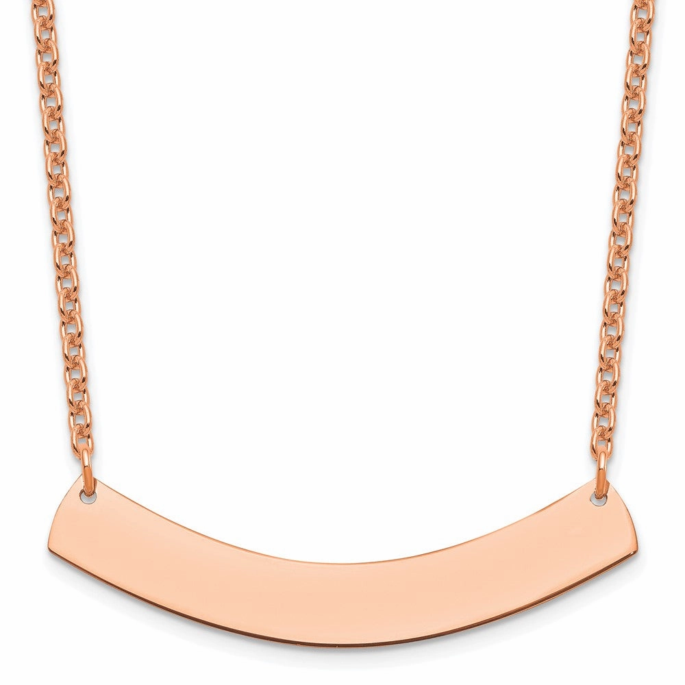 Sterling Silver/Rose-gold Medium Curved Blank Bar Necklace