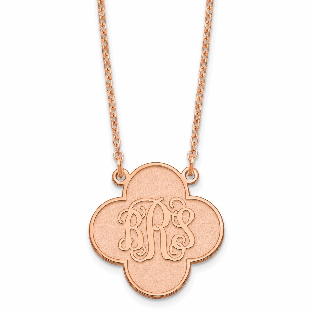 Sterling Silver/rose-plated Clover Monogram Necklace