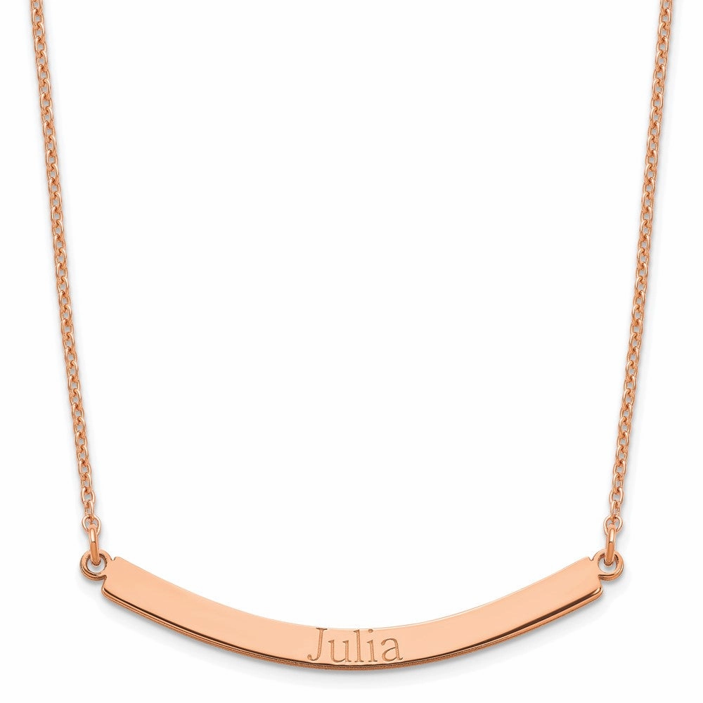 Sterling Silver/Rose-plated Curved Bar Necklace