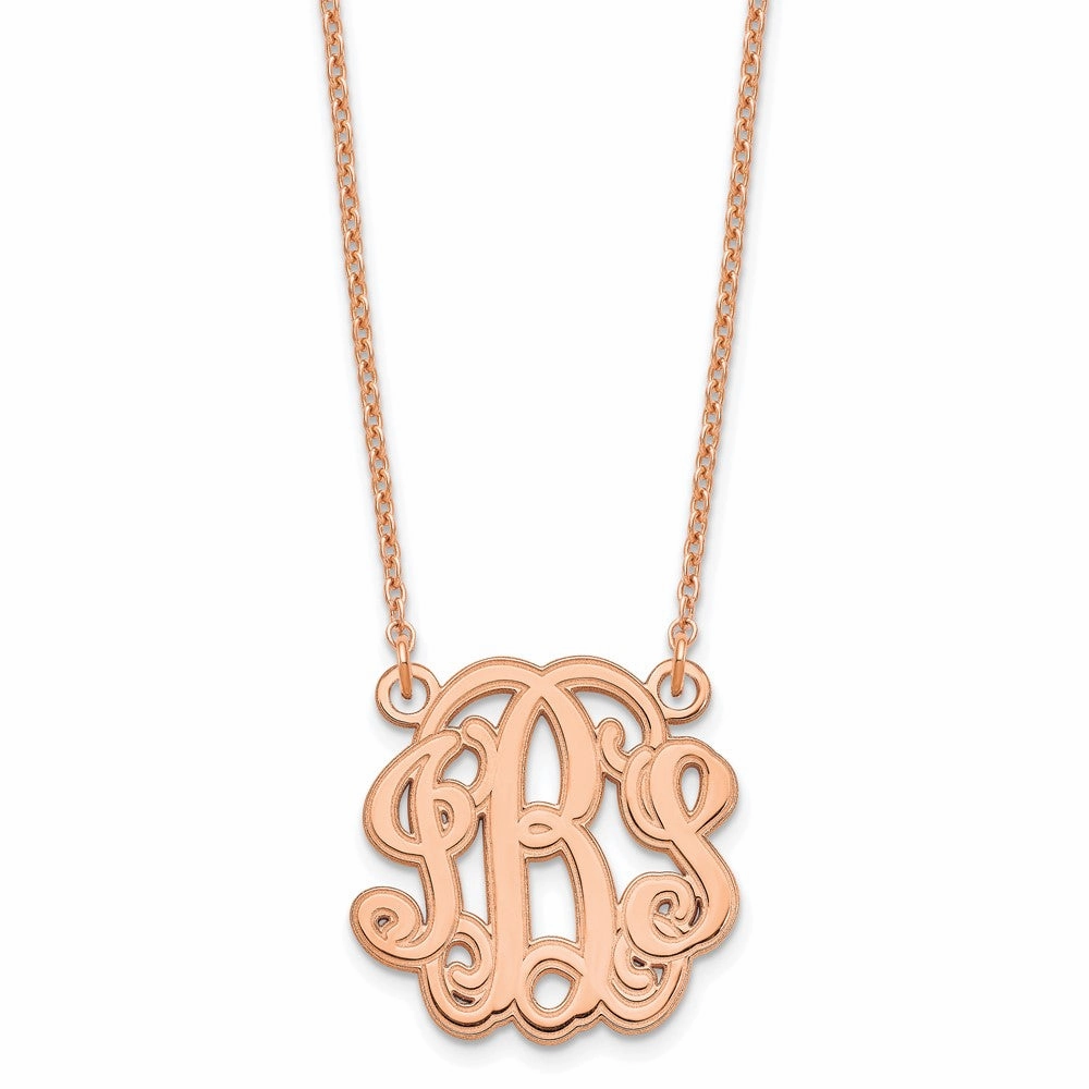 Sterling Silver/Rose-plated Etched Monogram Necklace