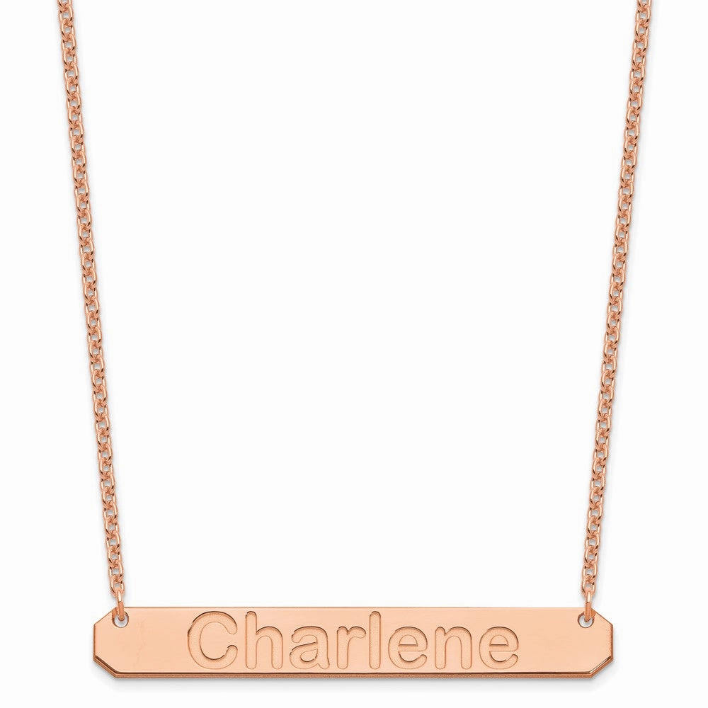 Sterling Silver/Rose-plated Large ARIAL ROUNDED Bar Necklace