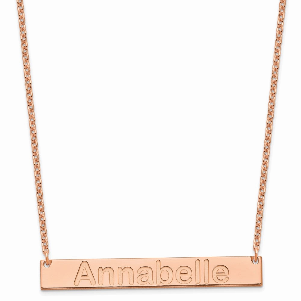 Sterling Silver/Rose-plated Large ARIAL ROUNDED Bar Necklace