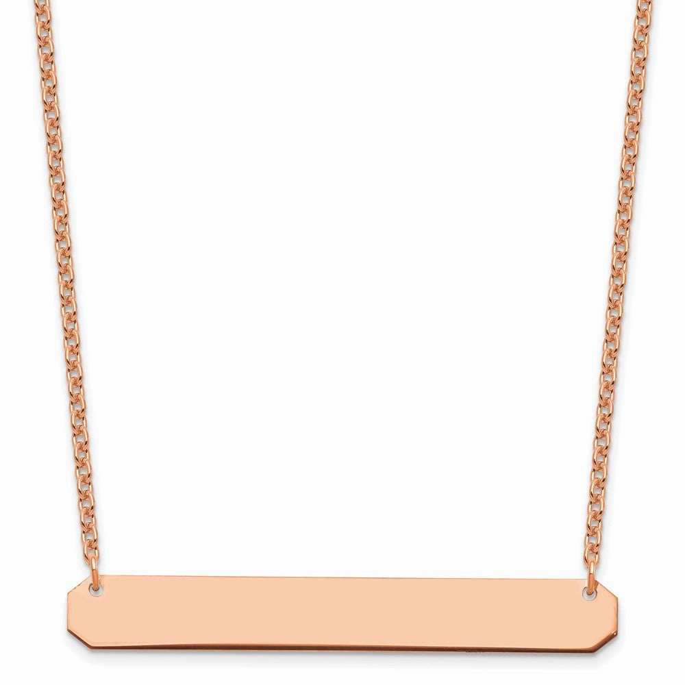 Sterling Silver/Rose-plated Large Blank Bar Necklace