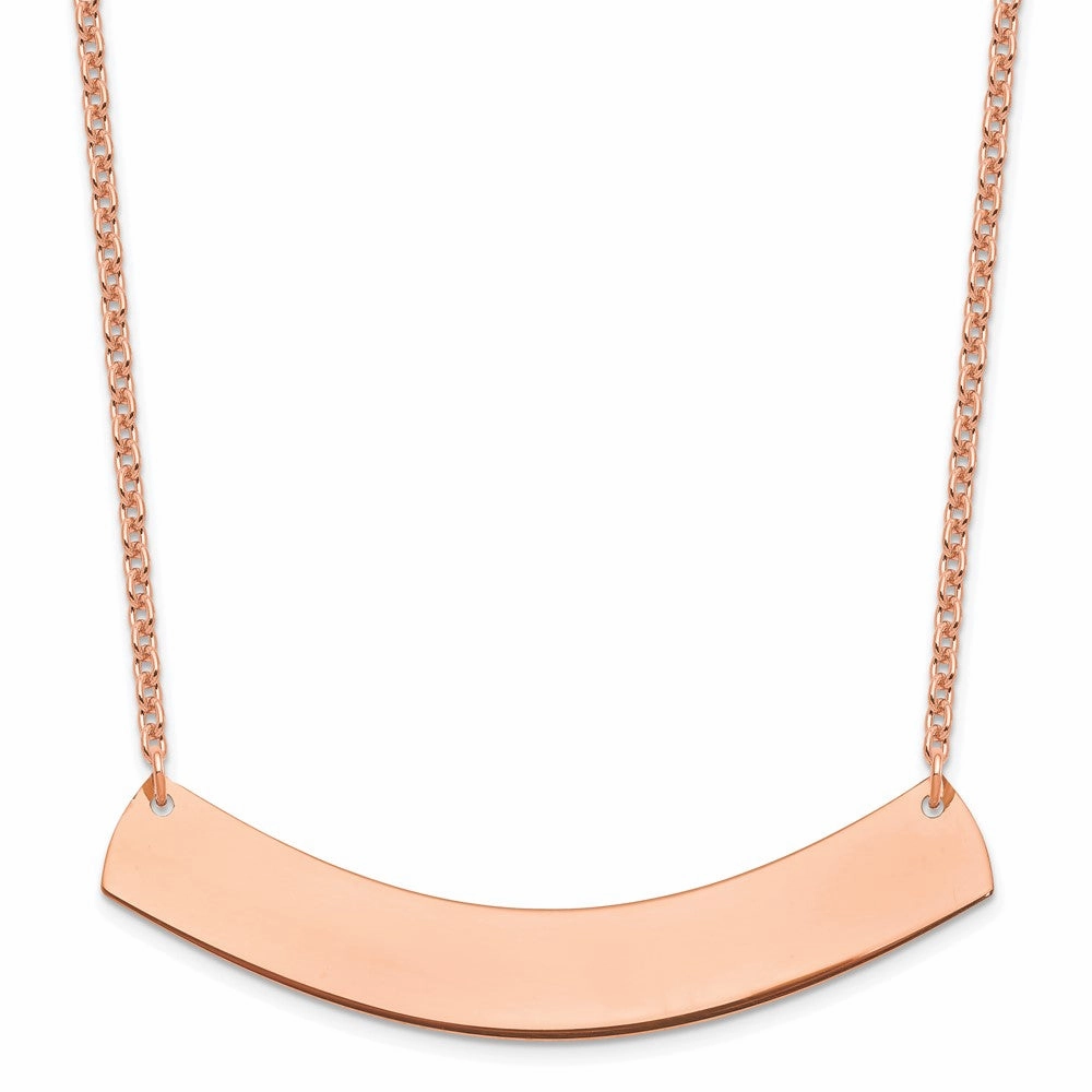 Sterling Silver/Rose-plated Large Curved Blank Bar Necklace