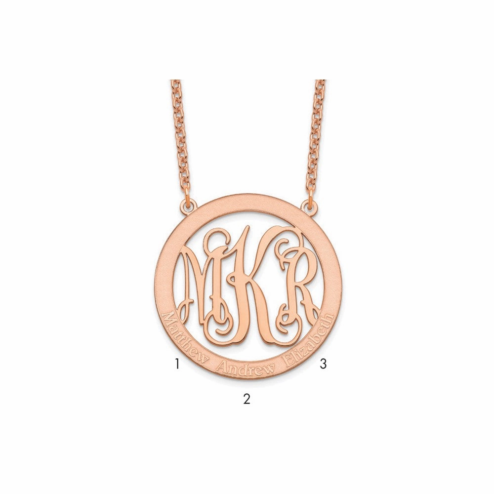 Sterling Silver/Rose-plated Large Family Monogram Necklace