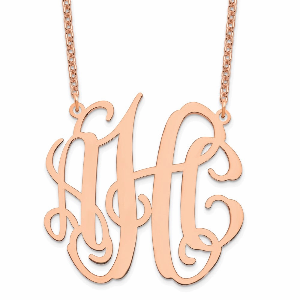 Sterling Silver/Rose-plated Large Monogram Necklace