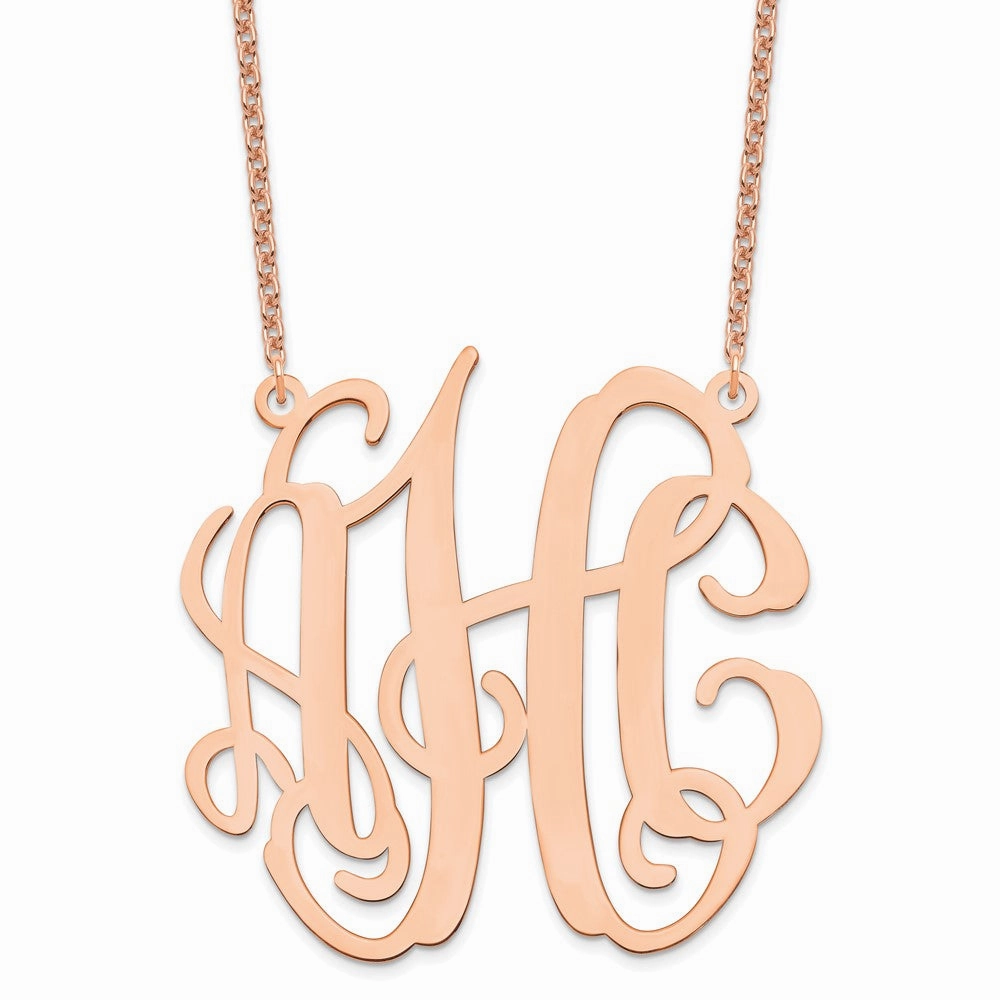 Sterling Silver/Rose-plated Large Monogram Necklace
