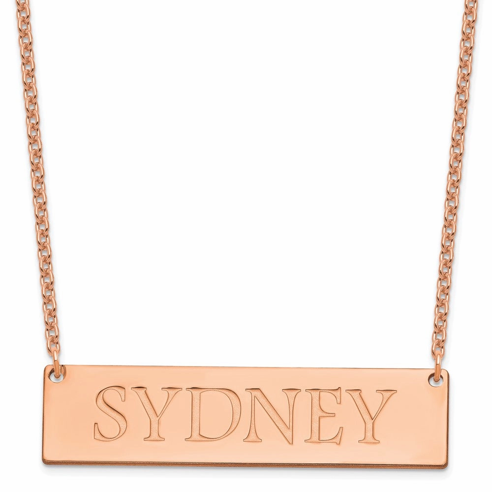 Sterling Silver/Rose-plated Large Name Bar Necklace