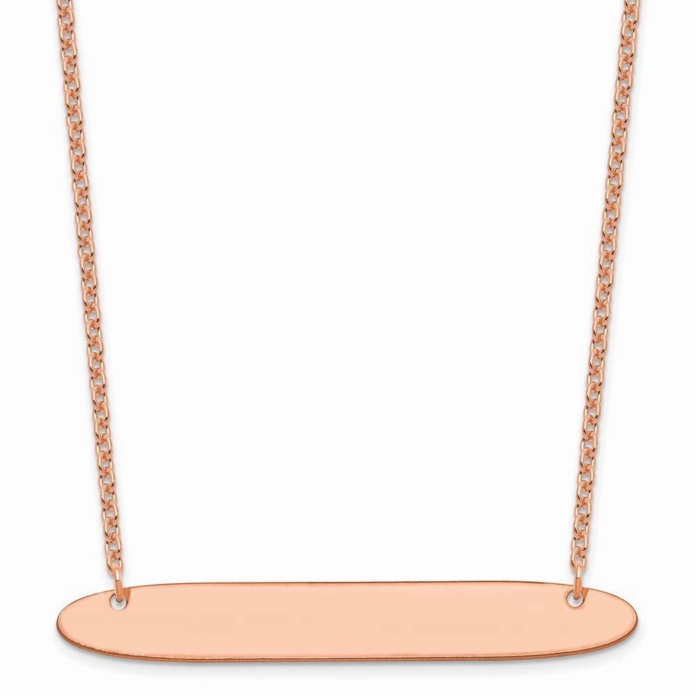 Sterling Silver/Rose-plated Large Oblong Blank Bar Necklace