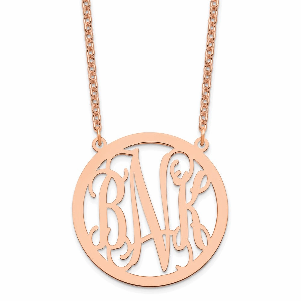 Sterling Silver/Rose-plated Large Round Monogram Necklace
