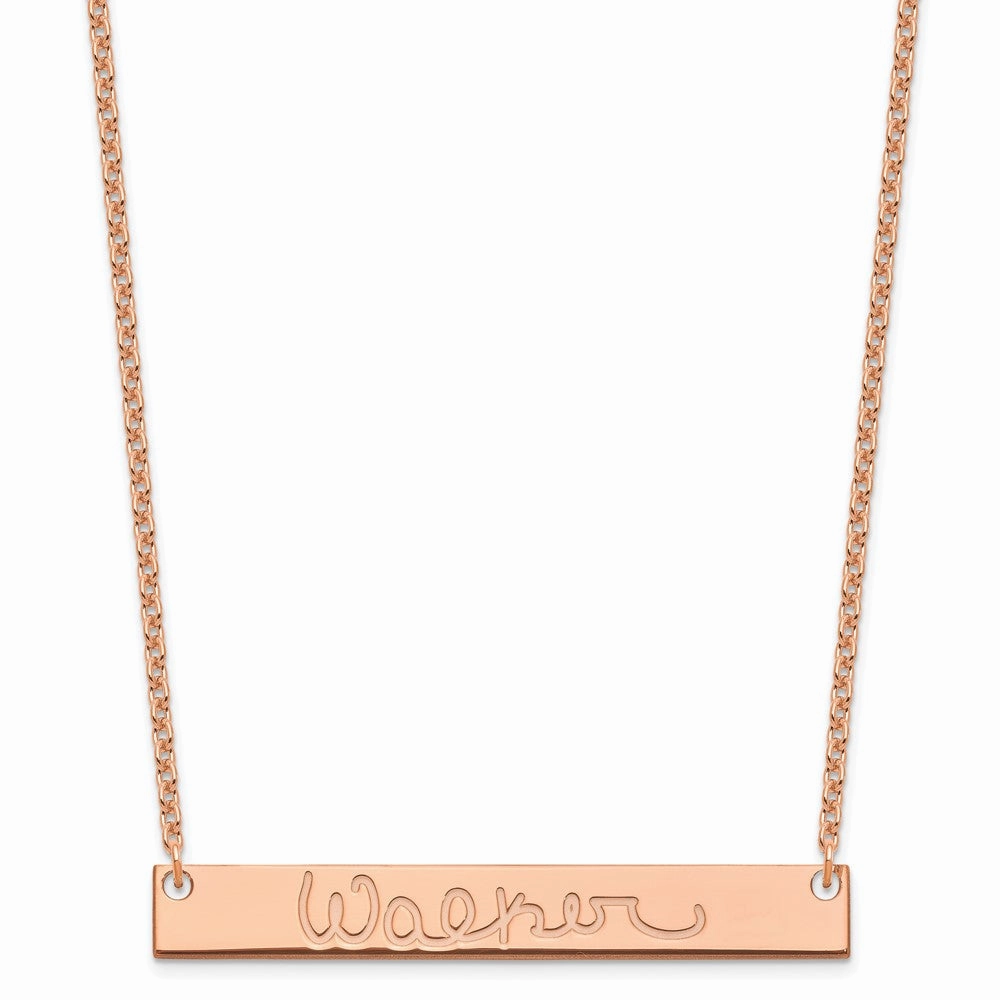 Sterling Silver/Rose-plated Large Signature Bar Necklace
