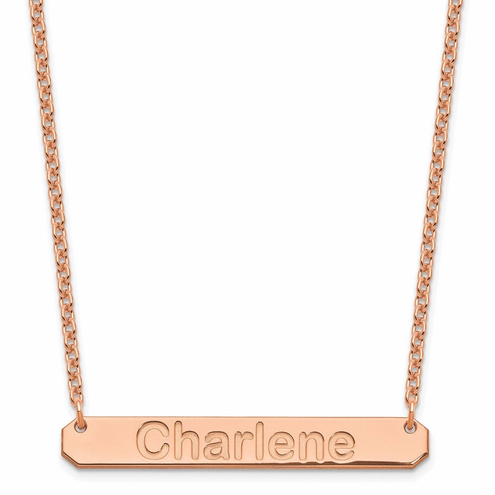 Sterling Silver/Rose-plated Medium ARIAL ROUNDED Bar Necklace