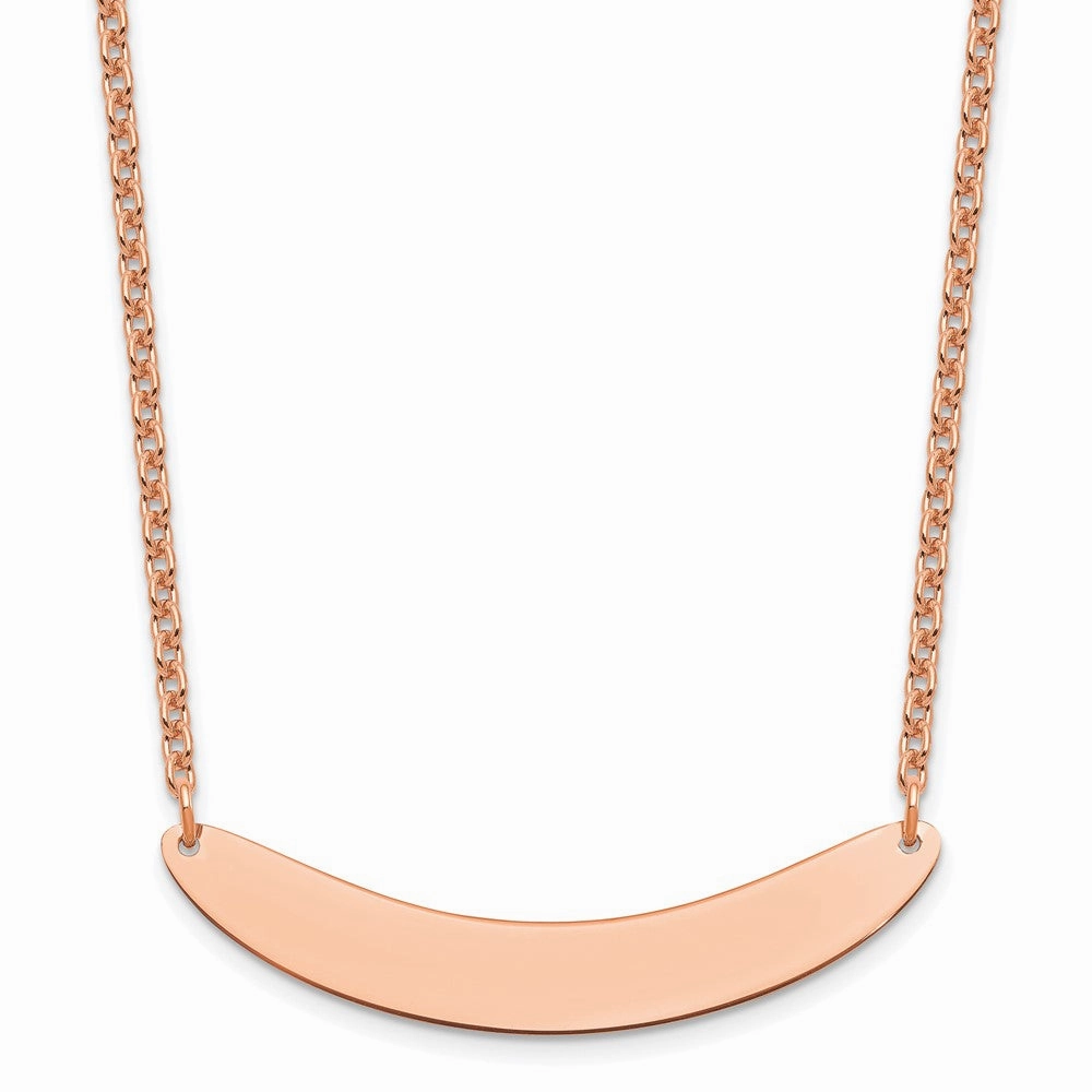 Sterling Silver/Rose-plated Medium Curved Blank Bar Necklace