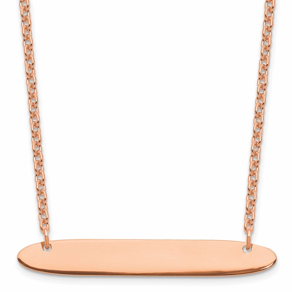 Sterling Silver/Rose-plated Medium Oblong Blank Bar Necklace