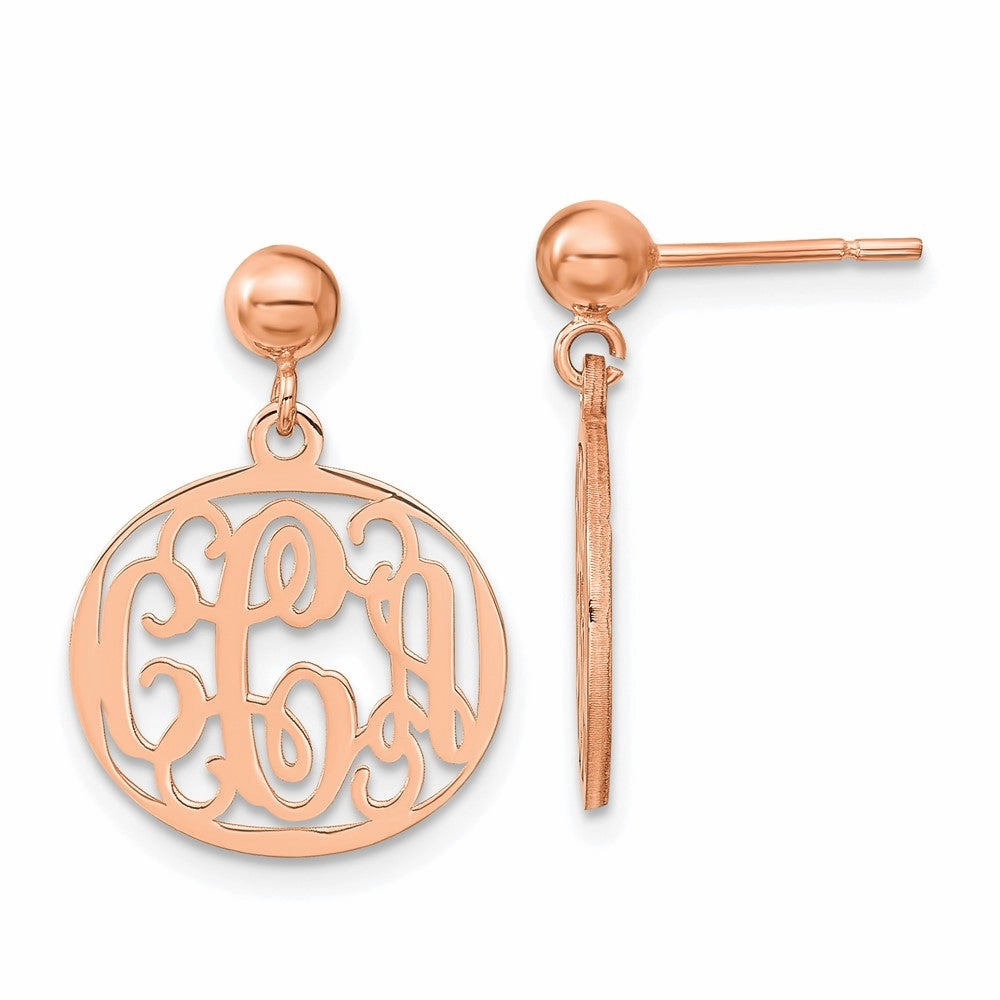 Sterling Silver/Rose-plated Monogram Dangle Earrings