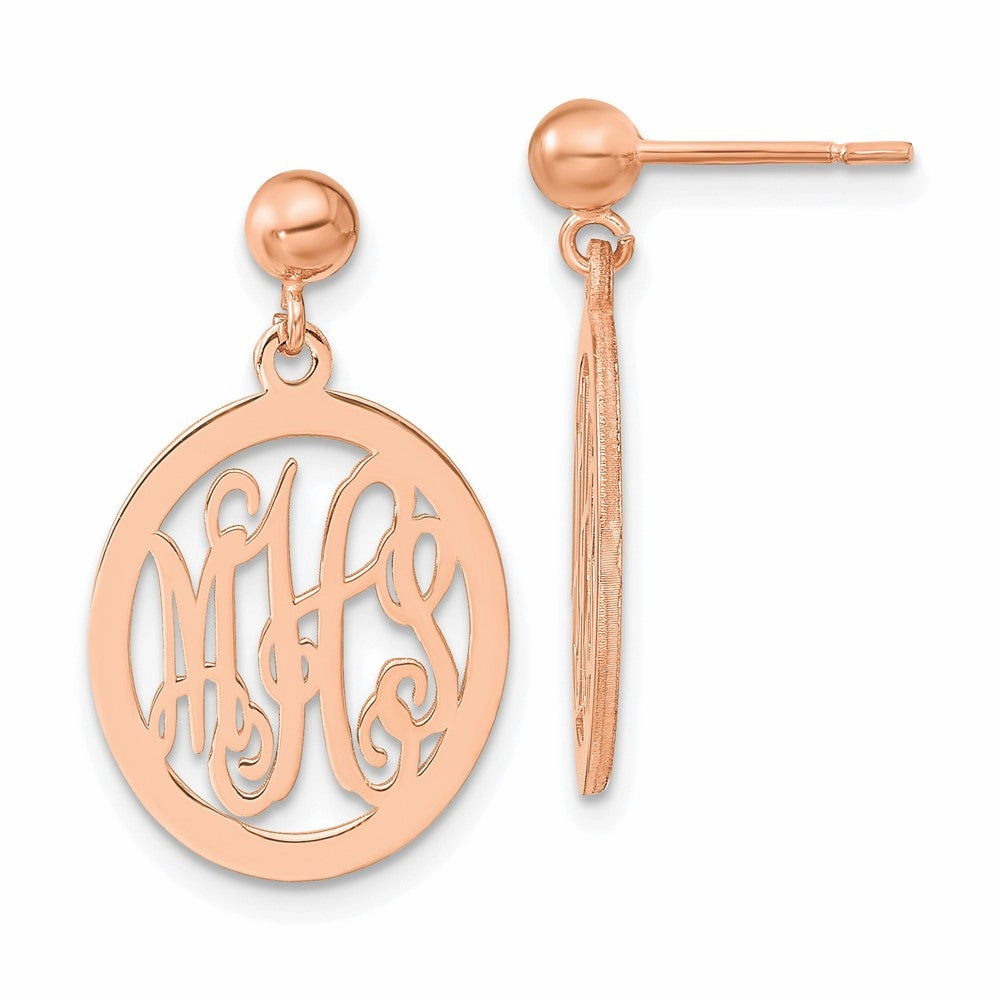 Sterling Silver/Rose-plated Monogram Dangle Earrings