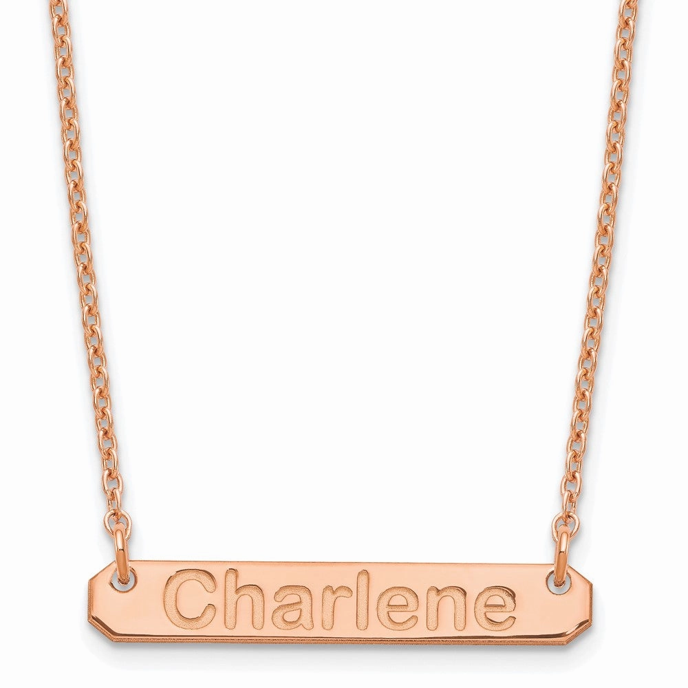 Sterling Silver/Rose-plated Small ARIAL ROUNDED Bar Necklace