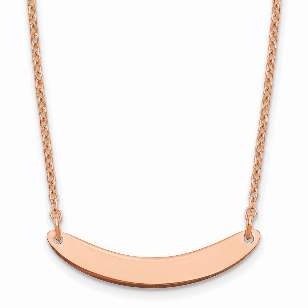 Sterling Silver/Rose-plated Small Curved Blank Bar Necklace