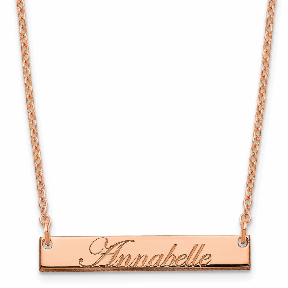 Sterling Silver/Rose-plated Small EDWARDIAN SCRIPT Bar Necklace