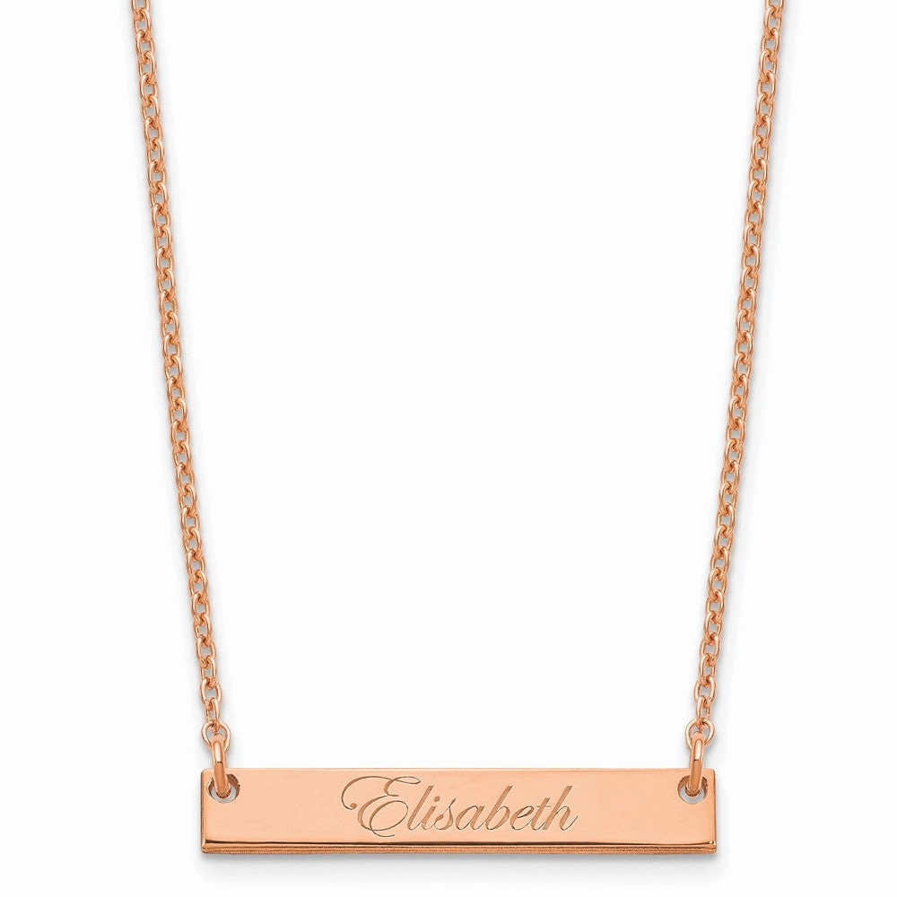 Sterling Silver/Rose-plated Small EDWARDIAN SCRIPT Bar Necklace