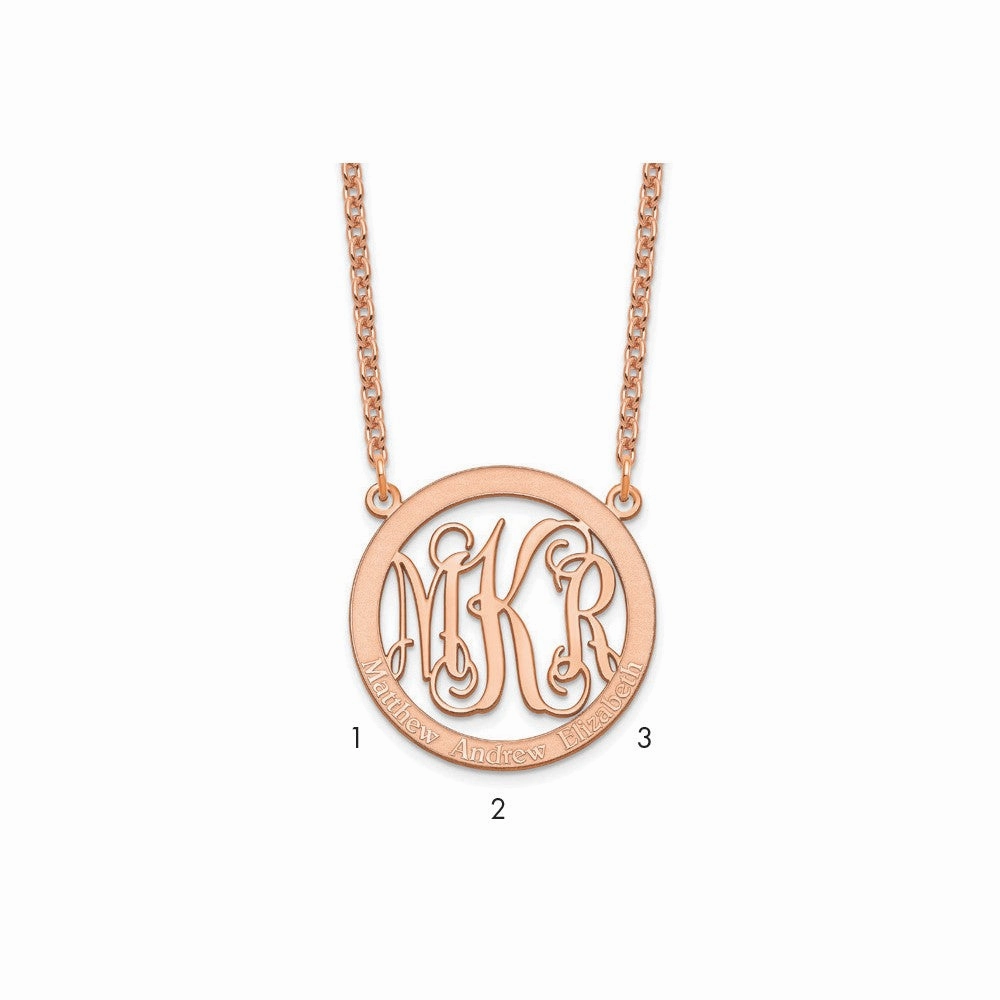 Sterling Silver/Rose-plated Small Family Monogram Necklace