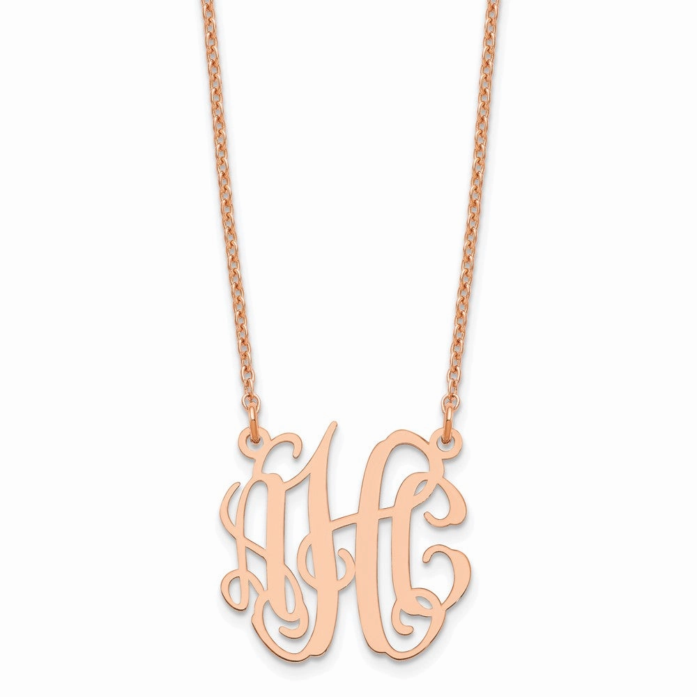 Sterling Silver/Rose-plated Small Monogram Necklace