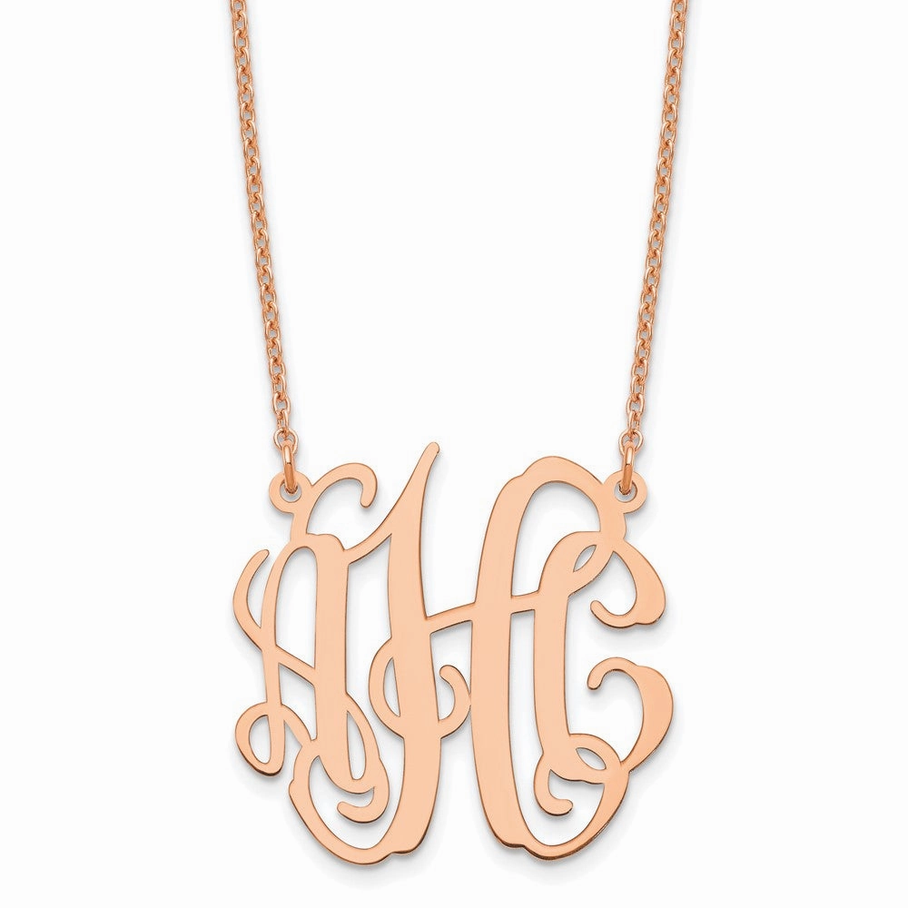 Sterling Silver/Rose-plated Small Monogram Necklace
