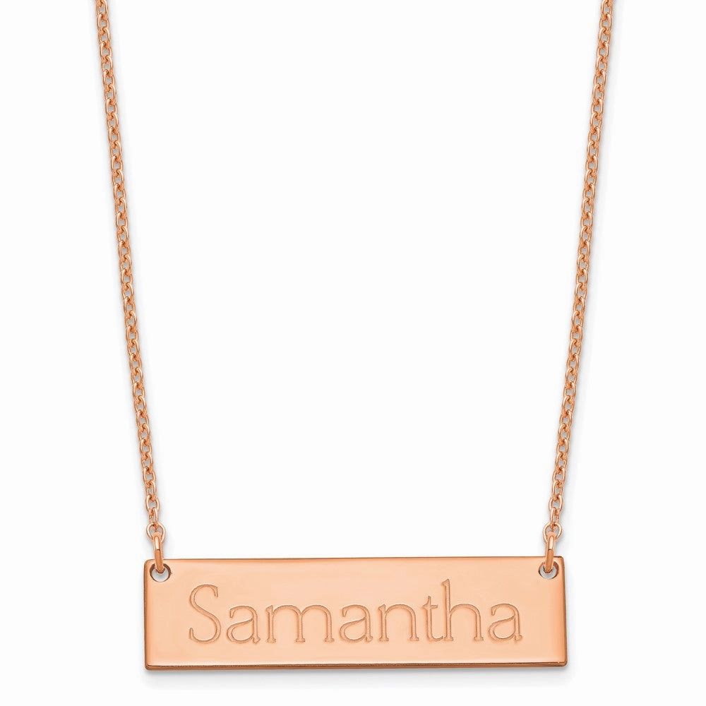 Sterling Silver/Rose-plated Small Name Bar Necklace