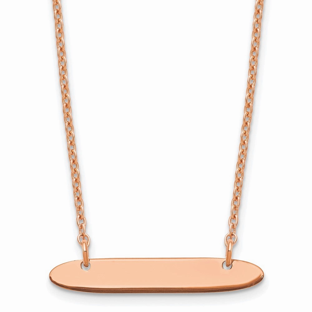 Sterling Silver/Rose-plated Small Oblong Blank Bar Necklace