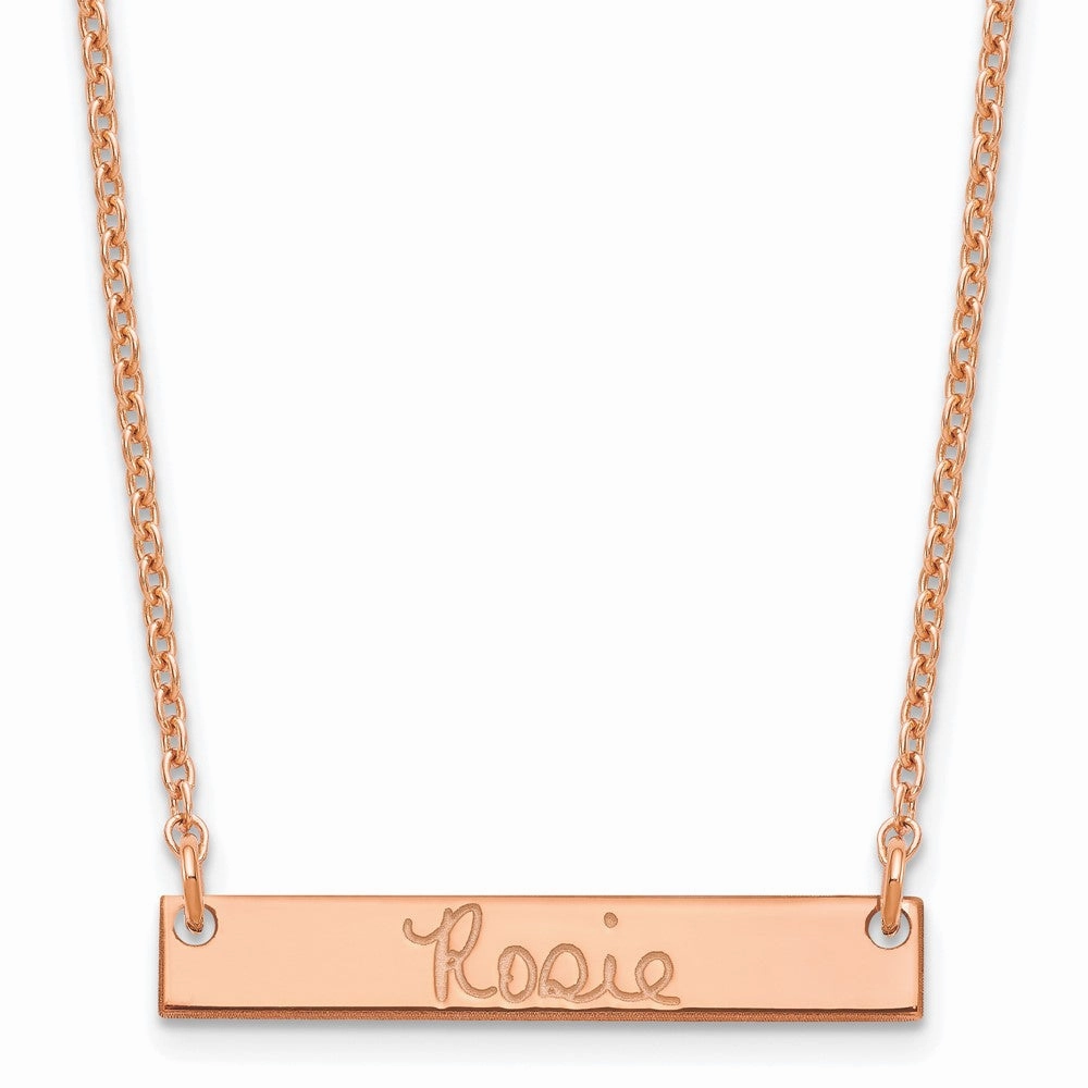 Sterling Silver/Rose-plated Small Signature Bar Necklace