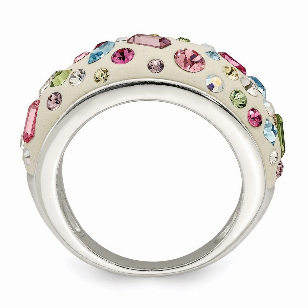 Sterling Silver Stellux Crystal Multi-Color White Ring