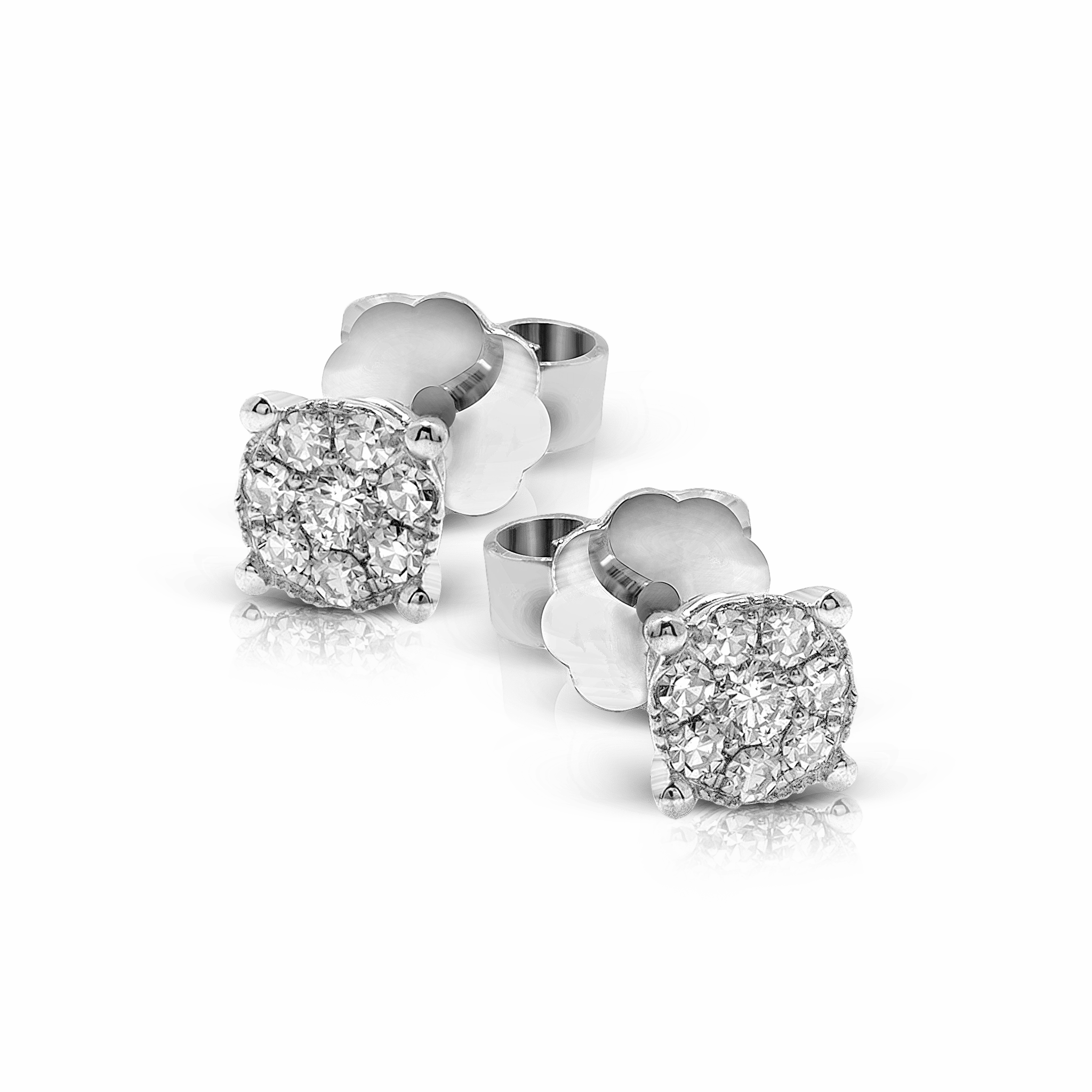 Stud Earrings (5.30mm) in 18k Gold with Diamonds ME1928 WHITE 18K X