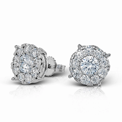 Stud Earrings (8.00mm) in 18k Gold with Diamonds ME2033 WHITE 18K X