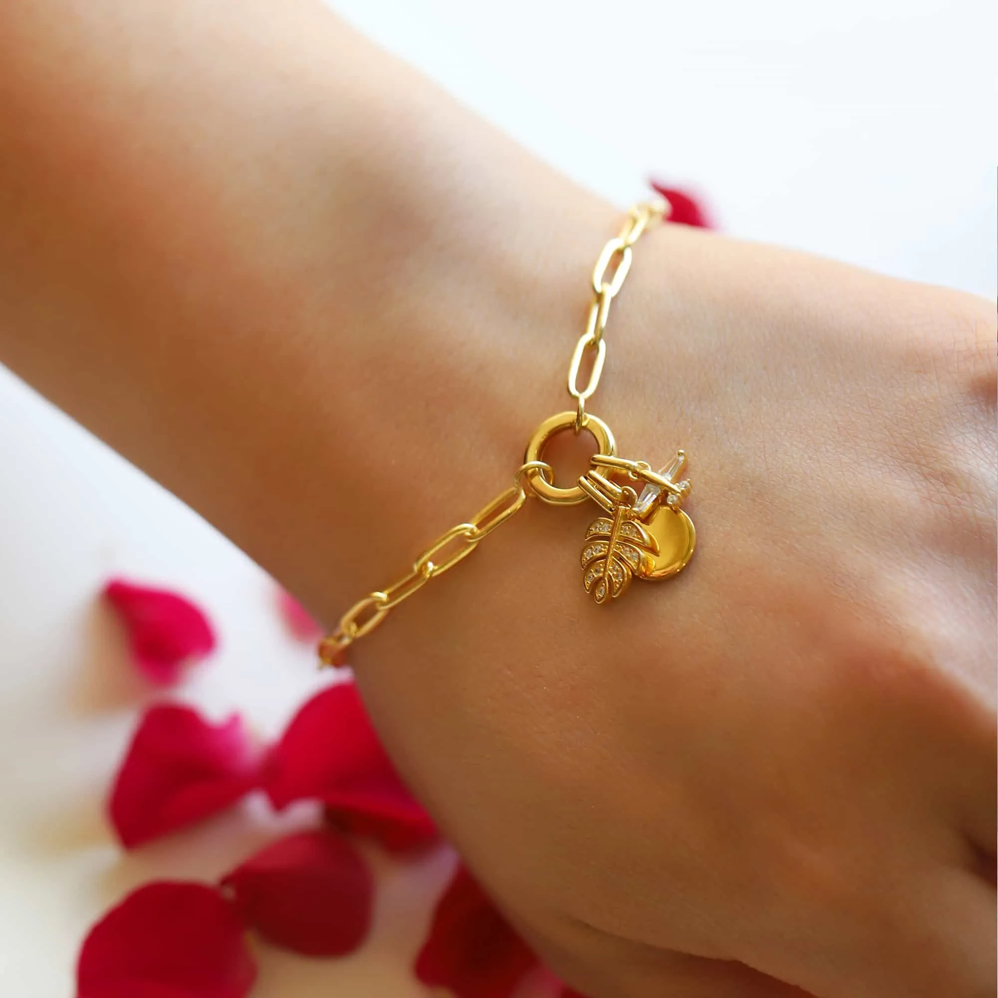 Thick Link Chain Charm Bracelet