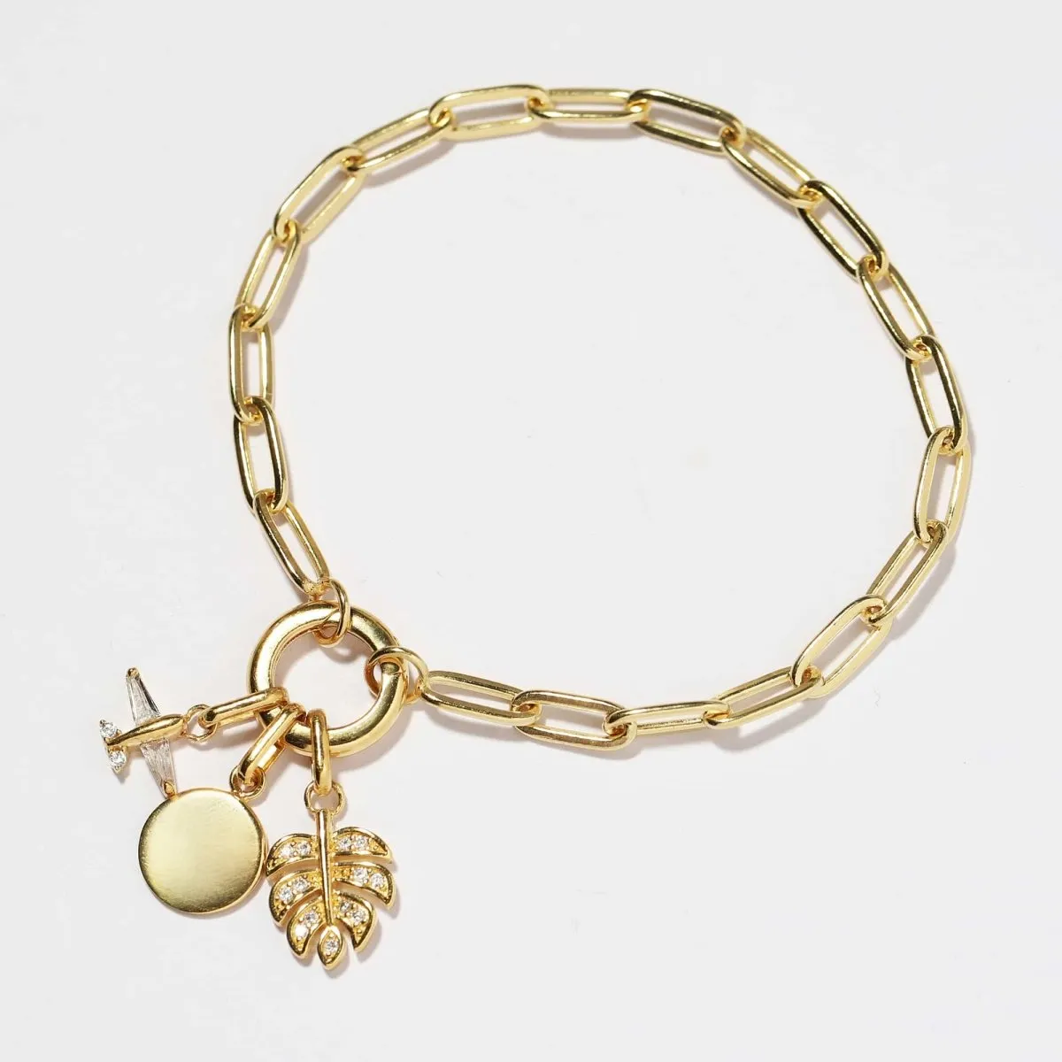 Thick Link Chain Charm Bracelet
