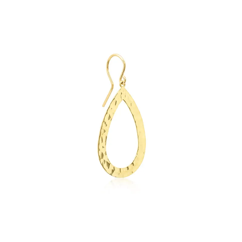 Thin Hammered Open Teardrop Earrings