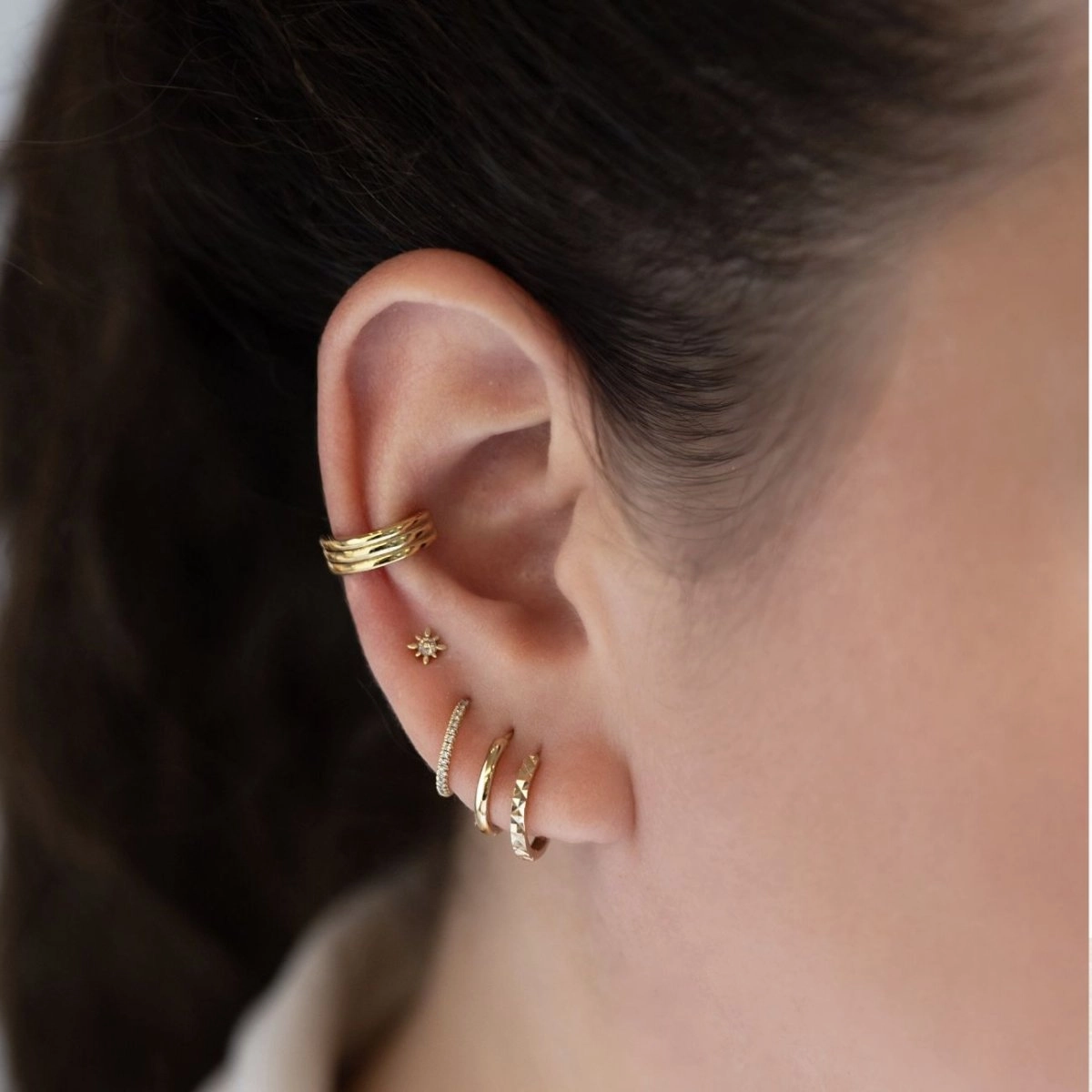 Thin Pav Huggie Hoops