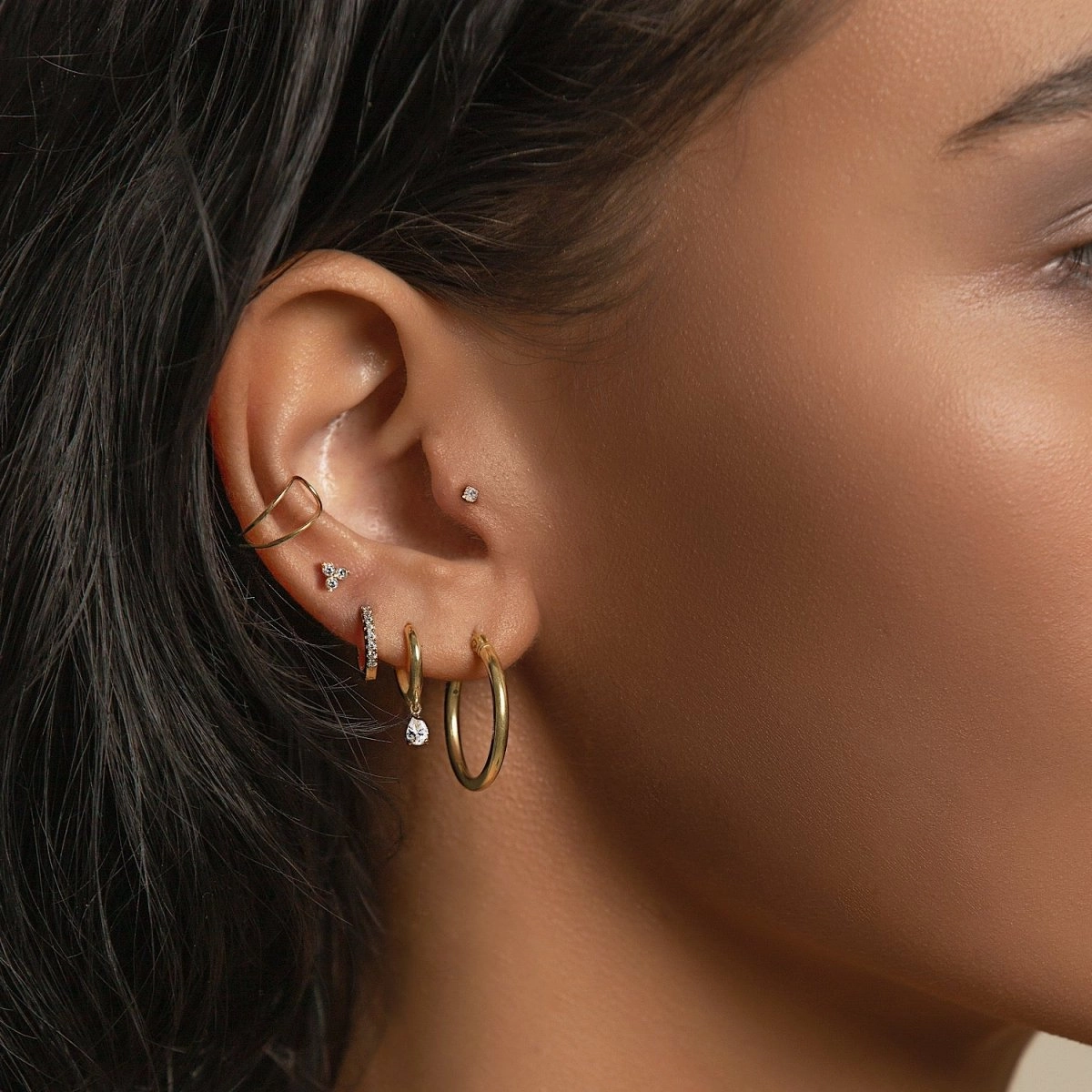 Thin Pav Huggie Hoops