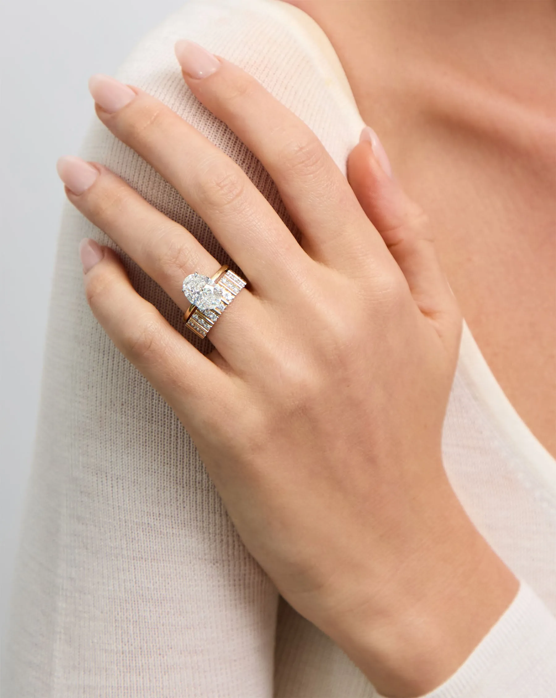 Three Row Fluted Diamond Ring
