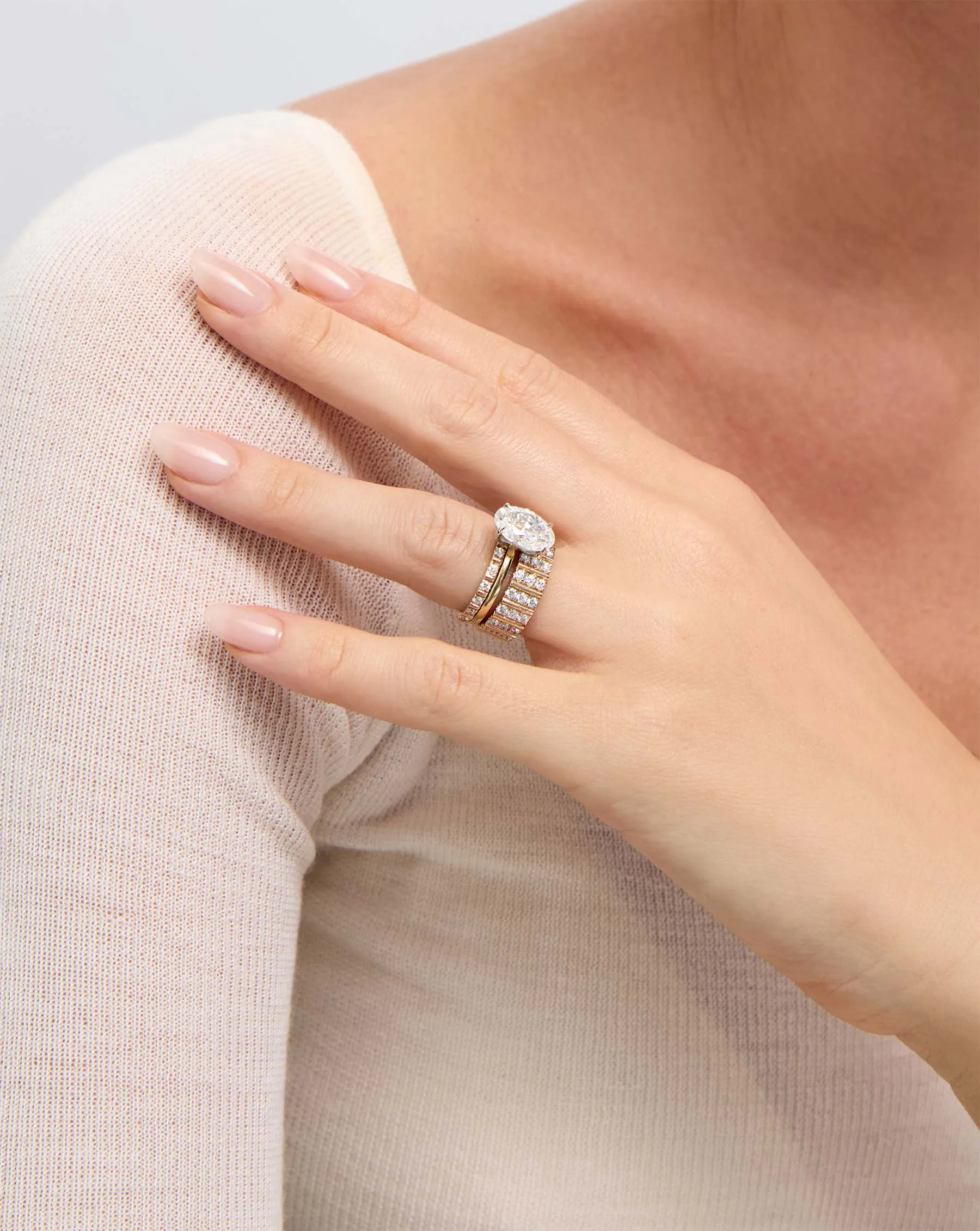 Three Row Fluted Diamond Ring