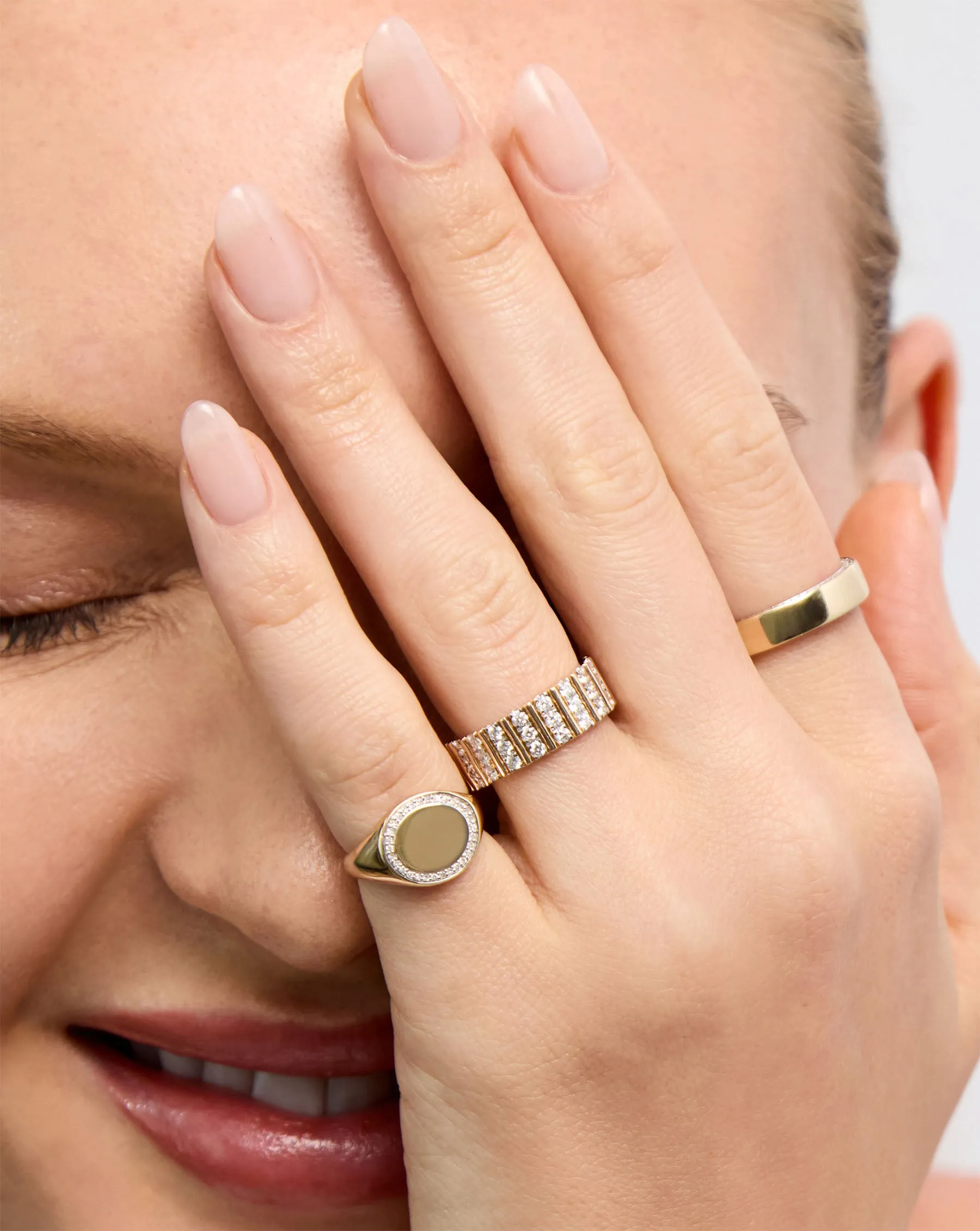 Three Row Fluted Diamond Ring