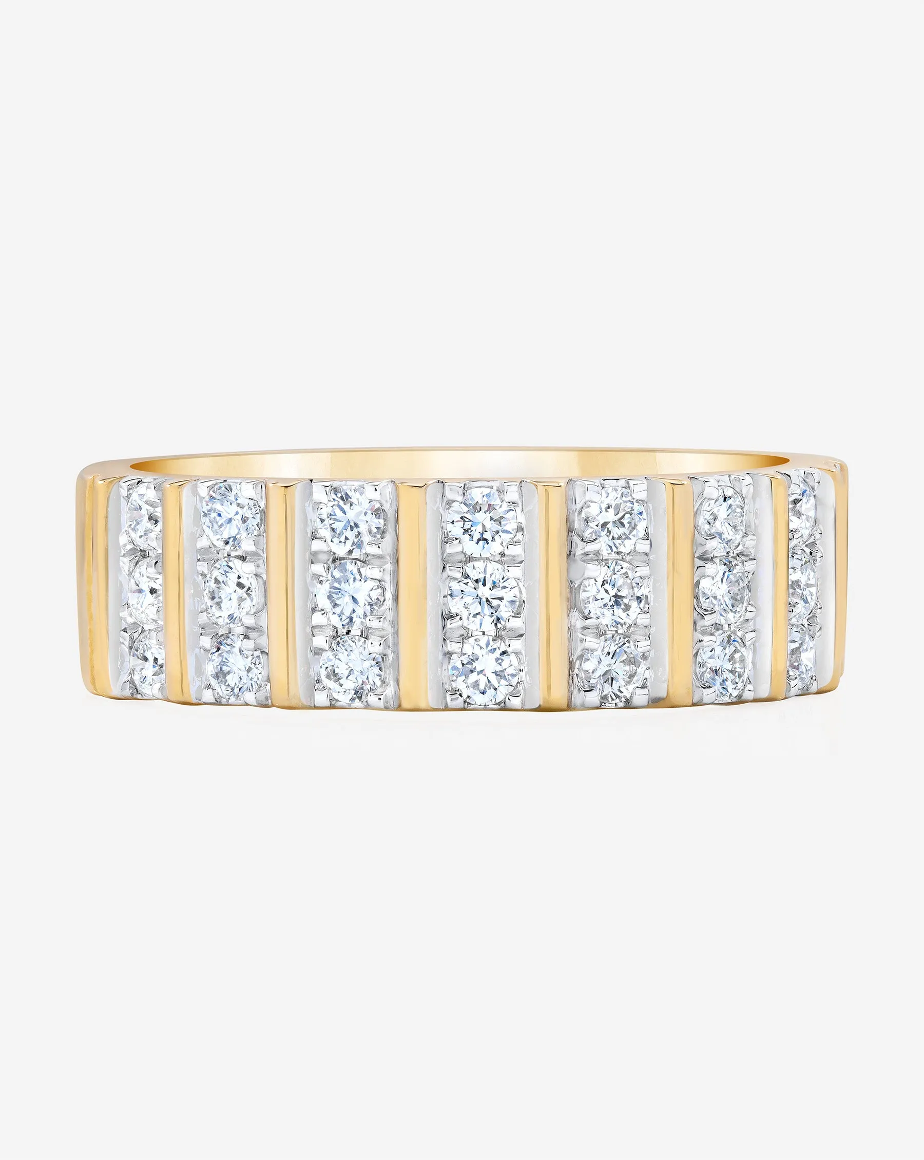 Three Row Fluted Diamond Ring