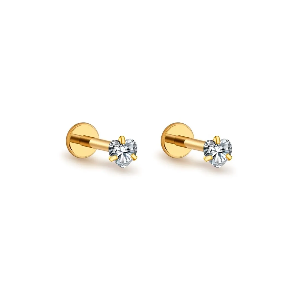 Tiny Heart Crystal Flat Back Studs