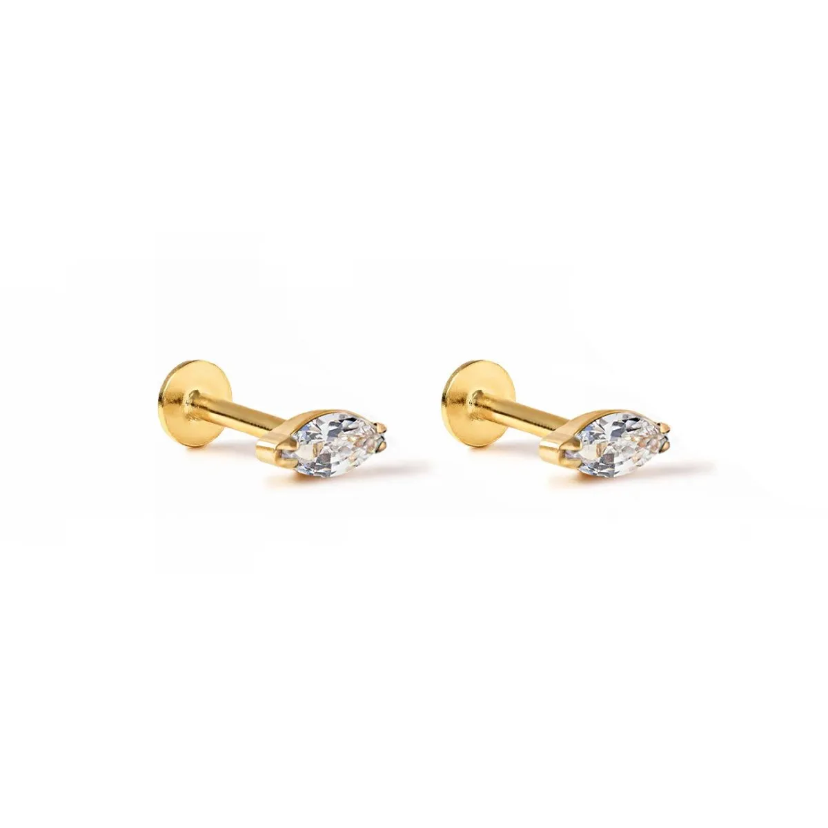 Tiny Marquise Gemstone Studs