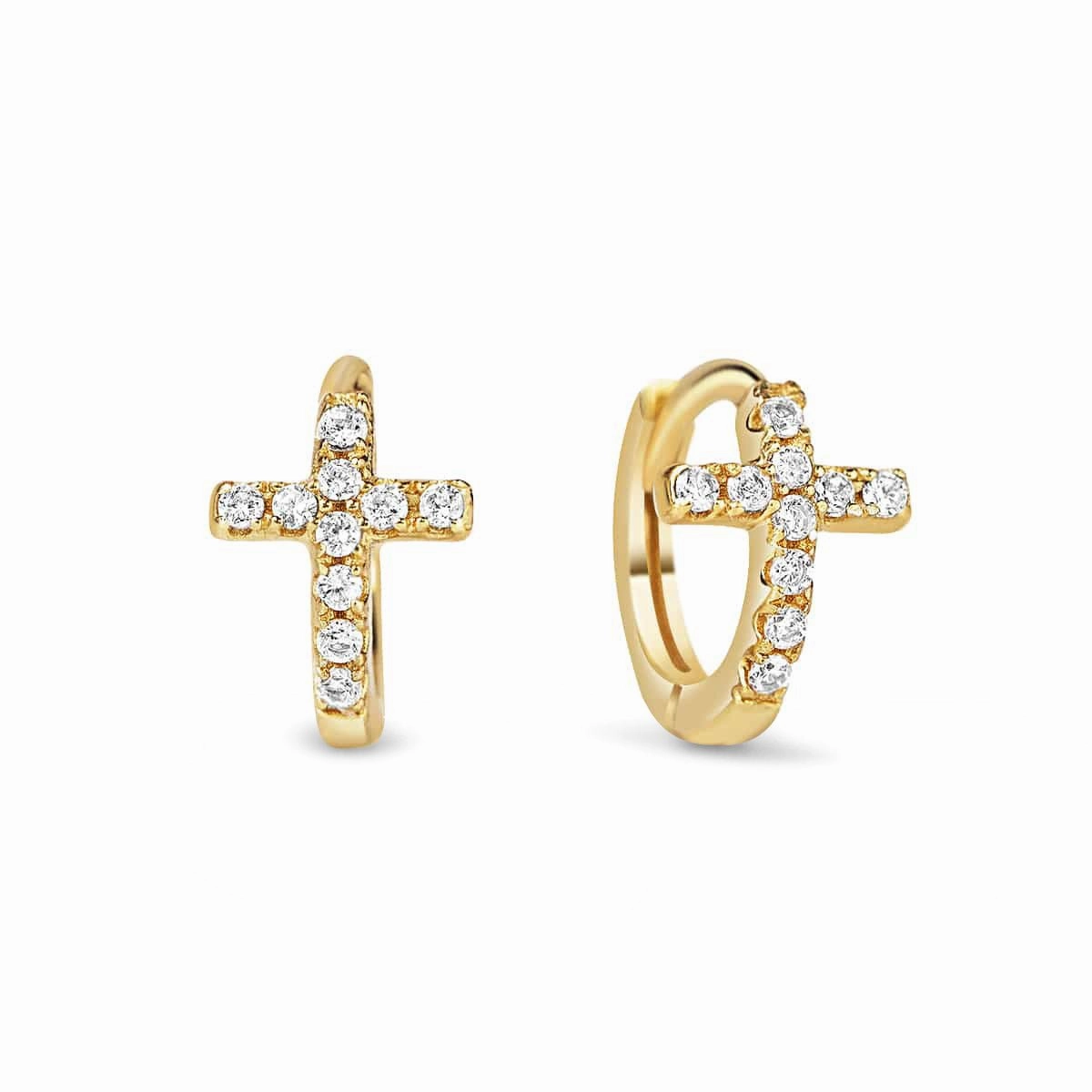 Tiny Cross Huggie Earrings