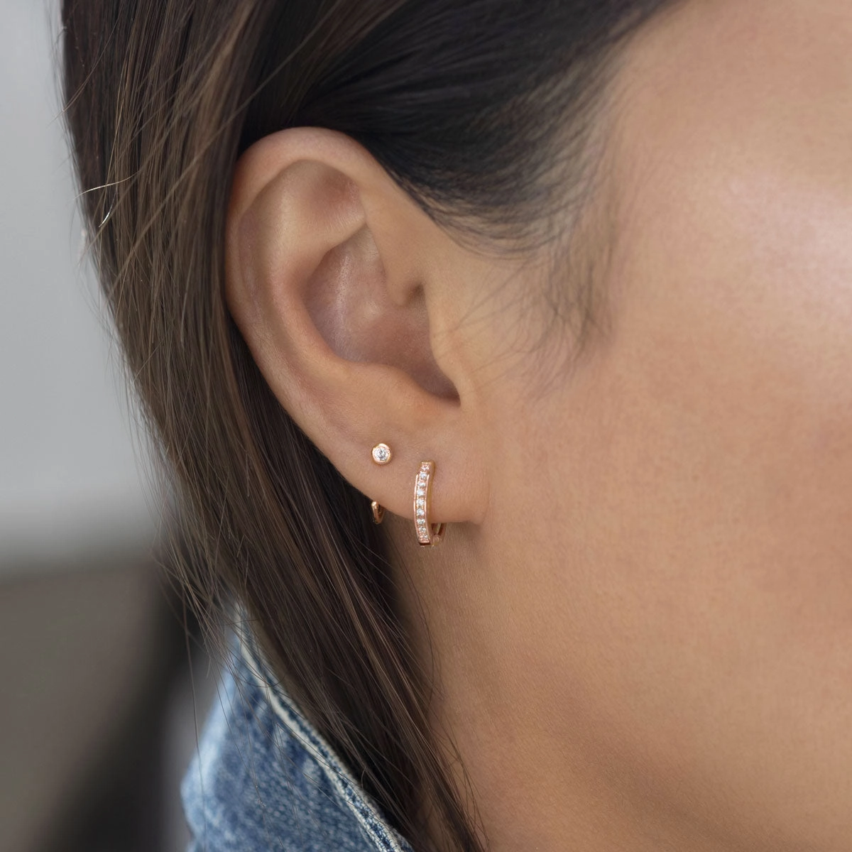 Tiny Solitaire Huggie Earrings