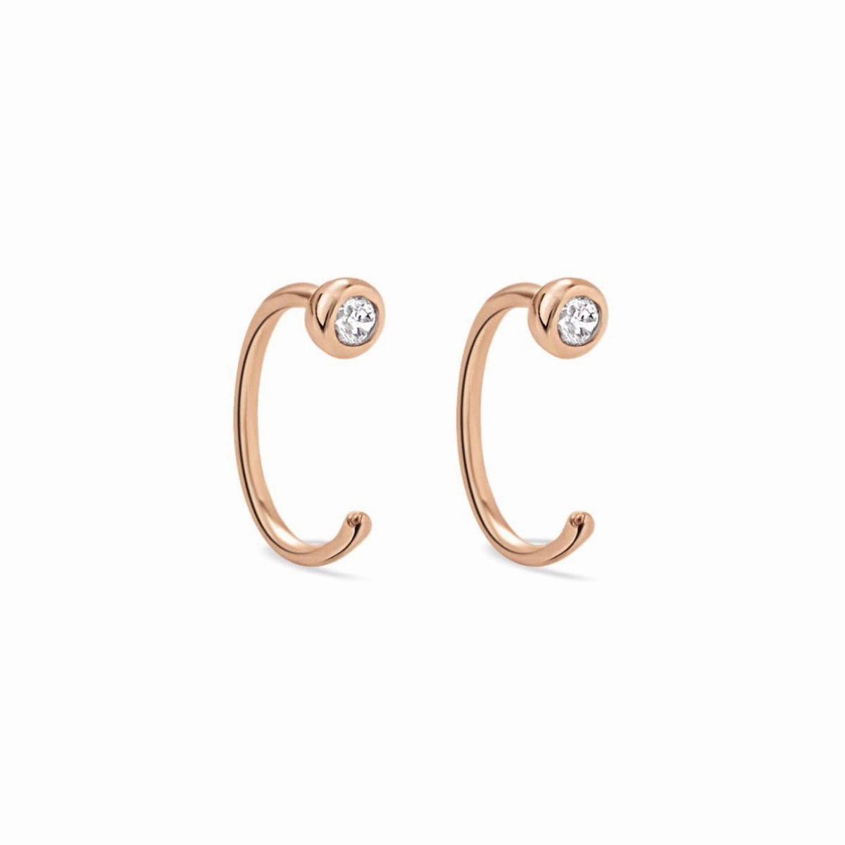 Tiny Solitaire Huggie Earrings