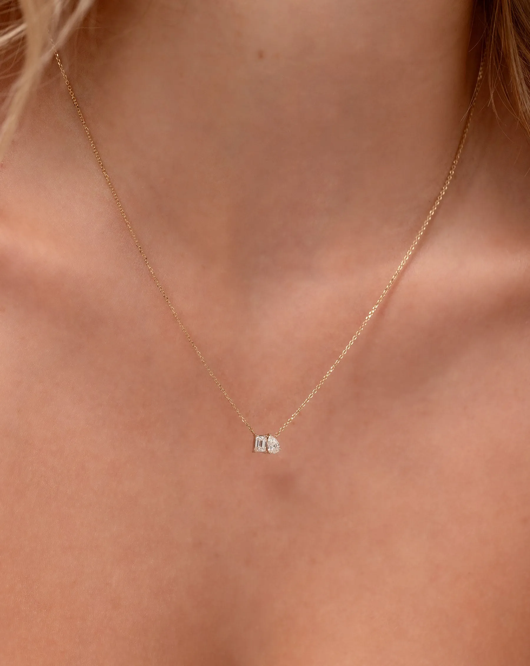 Toi et Moi Diamond Pendant Necklace