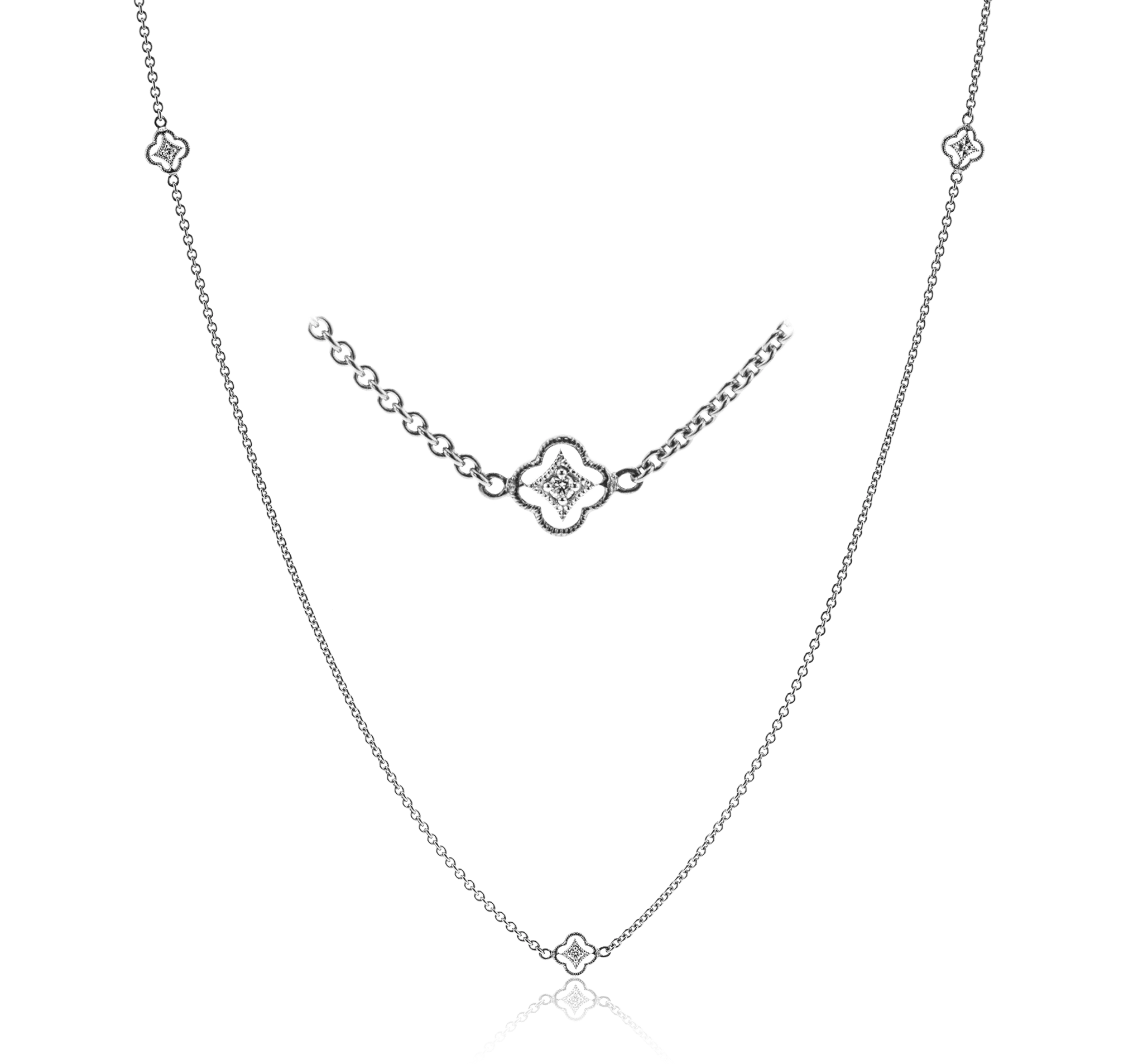 Trellis Necklace in 18k Gold with Diamonds CH114-Y WHITE 18K X YELLOW